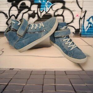 Aldo Denium Lace Up Zip High Top Sneakers Womens Size 8 Comfortcore
